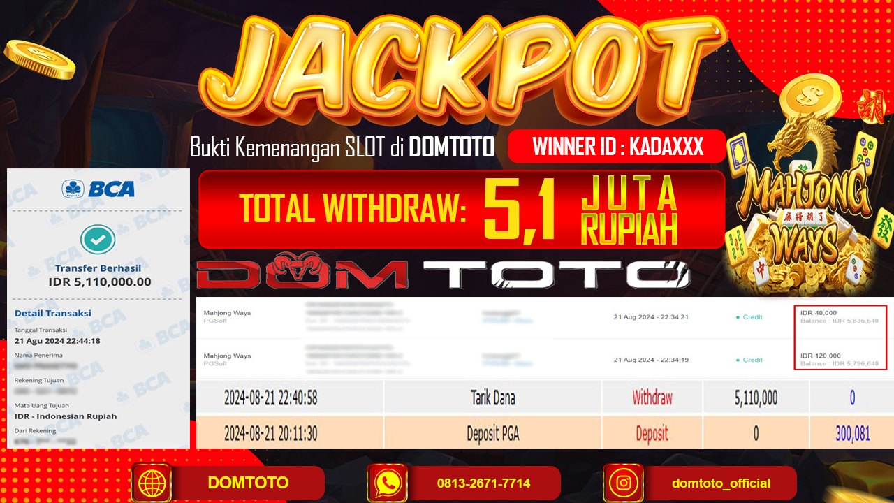 JACKPOT SLOT MAHJONG WAYS  21 AGUSTUS 2024